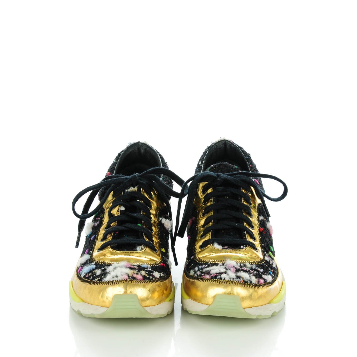 Chanel Tweed Lambskin Runway Sneakers 36 Black 2 of 7