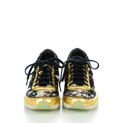 Chanel Tweed Lambskin Runway Sneakers 36 Black 2 of 7