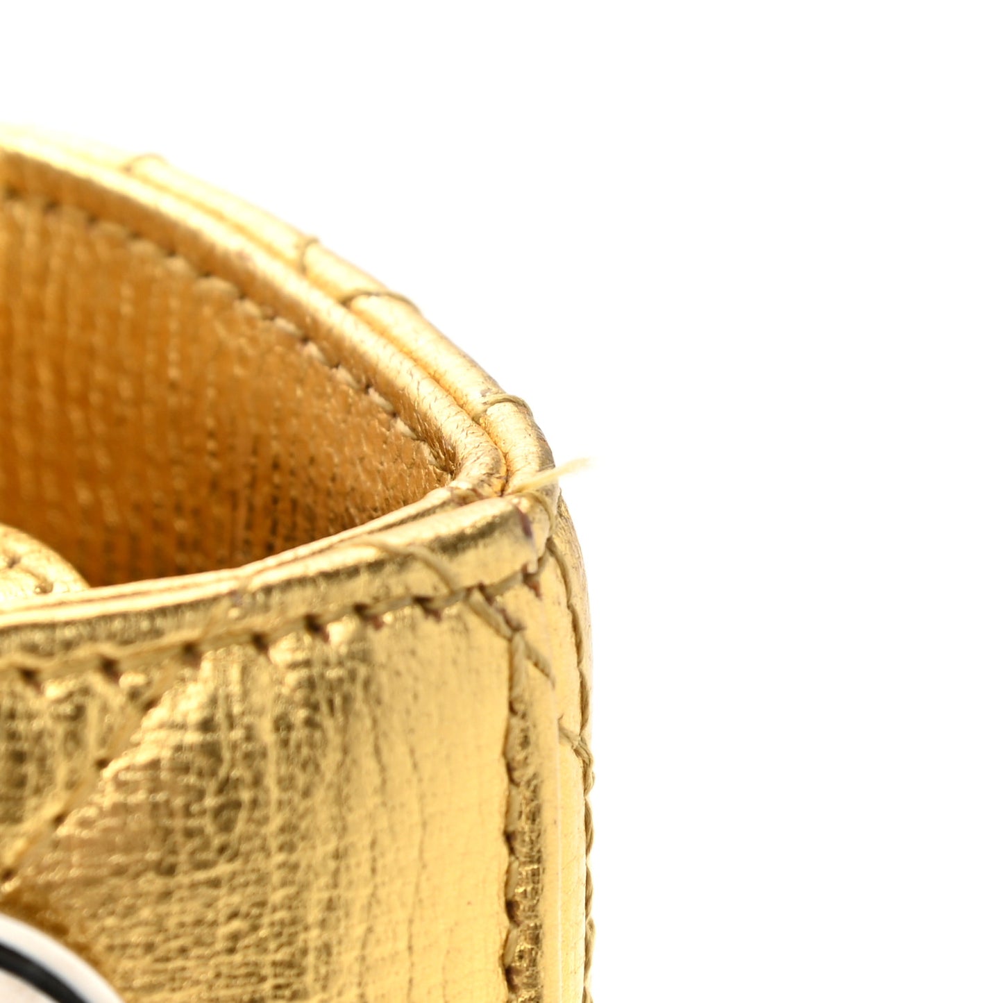 Metallic Grained Calfskin Cannage Small Lucky Badges My Lady Dior Gold