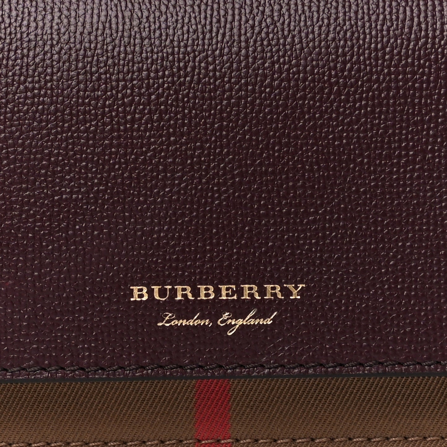 Grained Calfskin House Check Tartan Mix Hampshire Wallet On Chain Burgundy