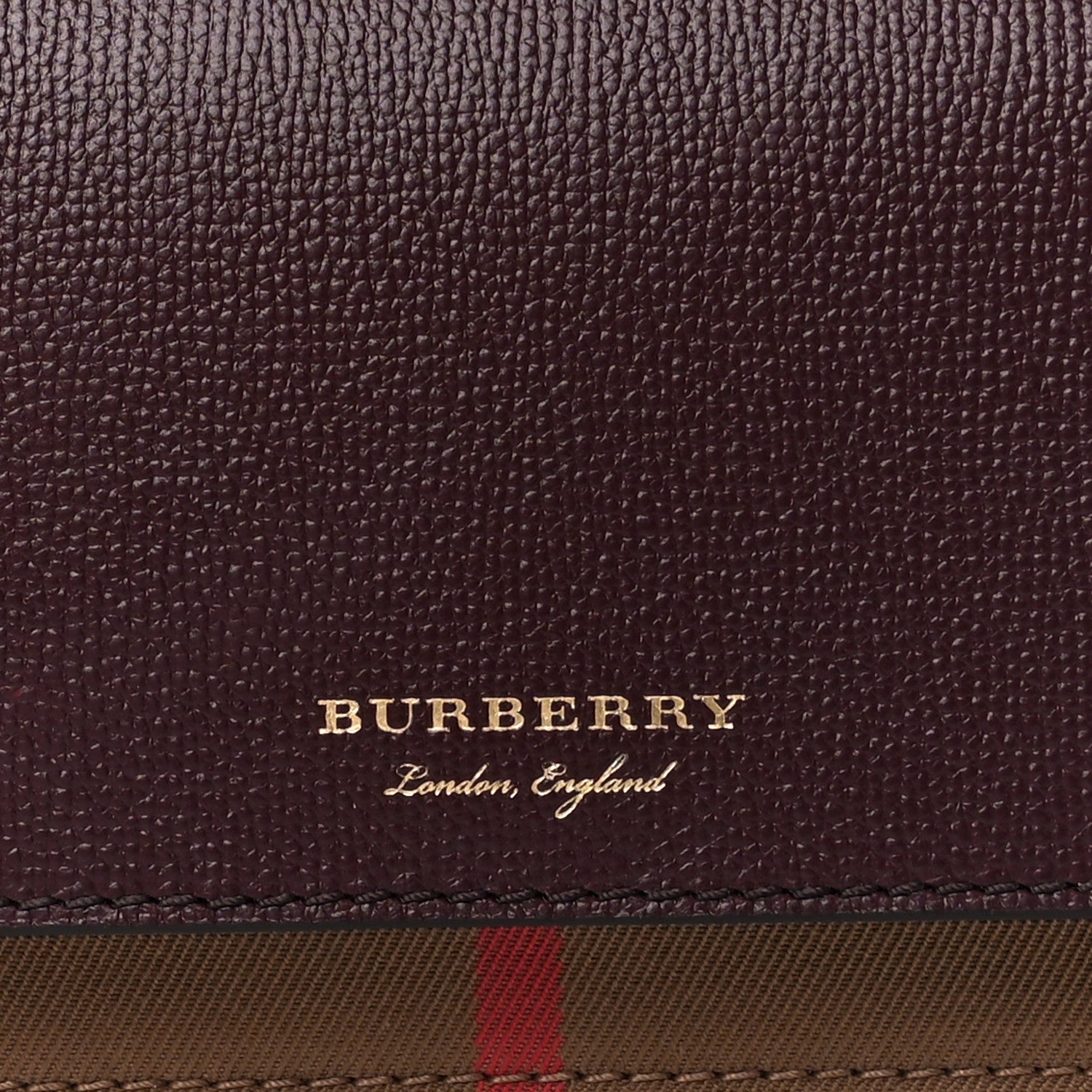 Burberry Grained Calfskin House Check Tartan Mix Hampshire Wallet On Chain Burgundy 7 of 9
