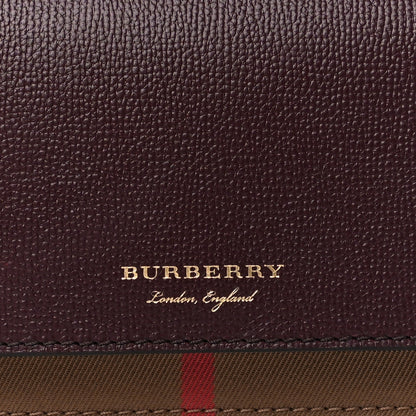 Burberry Grained Calfskin House Check Tartan Mix Hampshire Wallet On Chain Burgundy 7 of 9