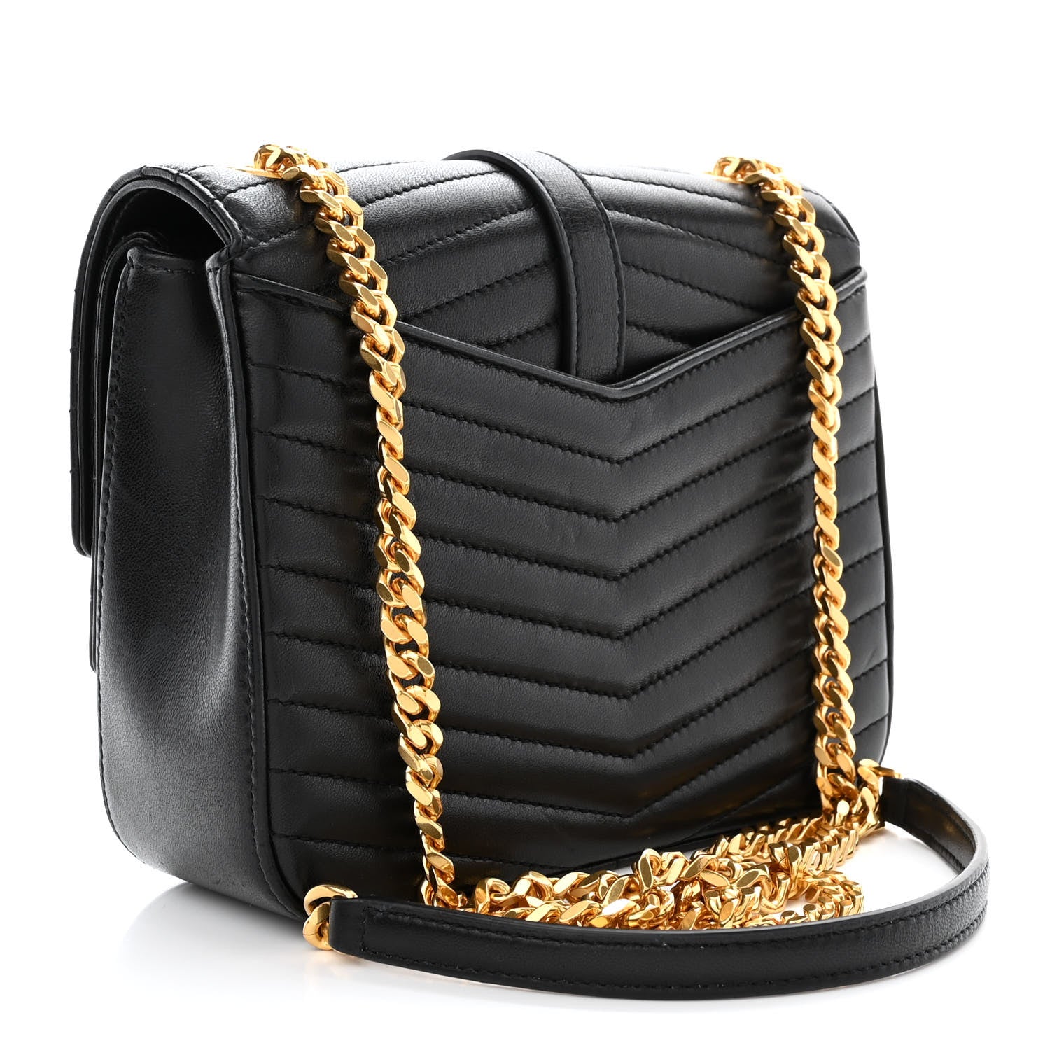 Saint Laurent Lambskin Matelasse Chevron Monogram Small Sulpice Bag Black 3 of 11