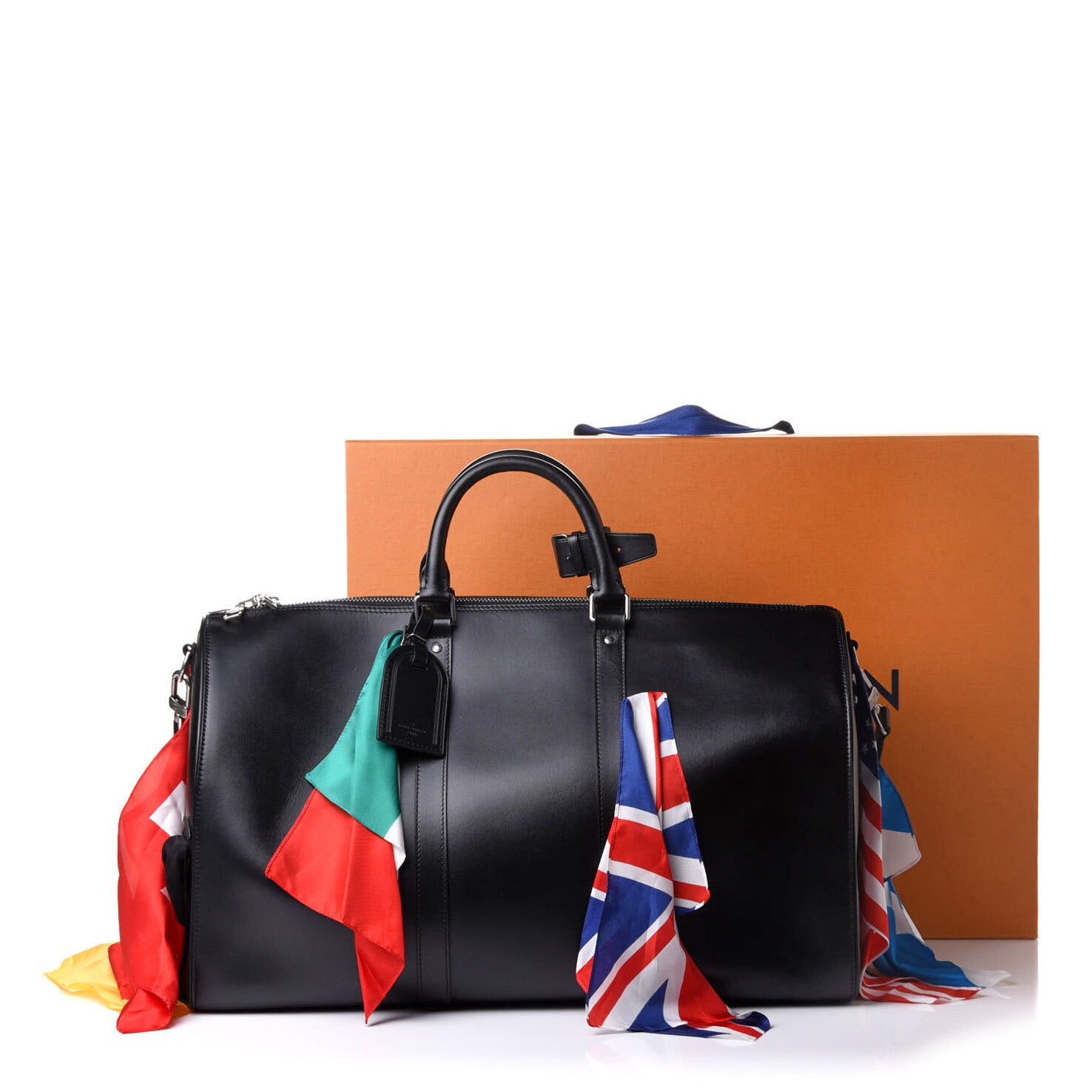 Louis Vuitton Calfskin Flags Keepall Bandouliere 50 Black 12 of 13