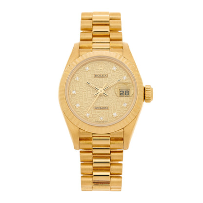 Rolex 18K Yellow Gold Diamond 26mm Datejust President Watch Champagne Jubilee 69178 1 of 4