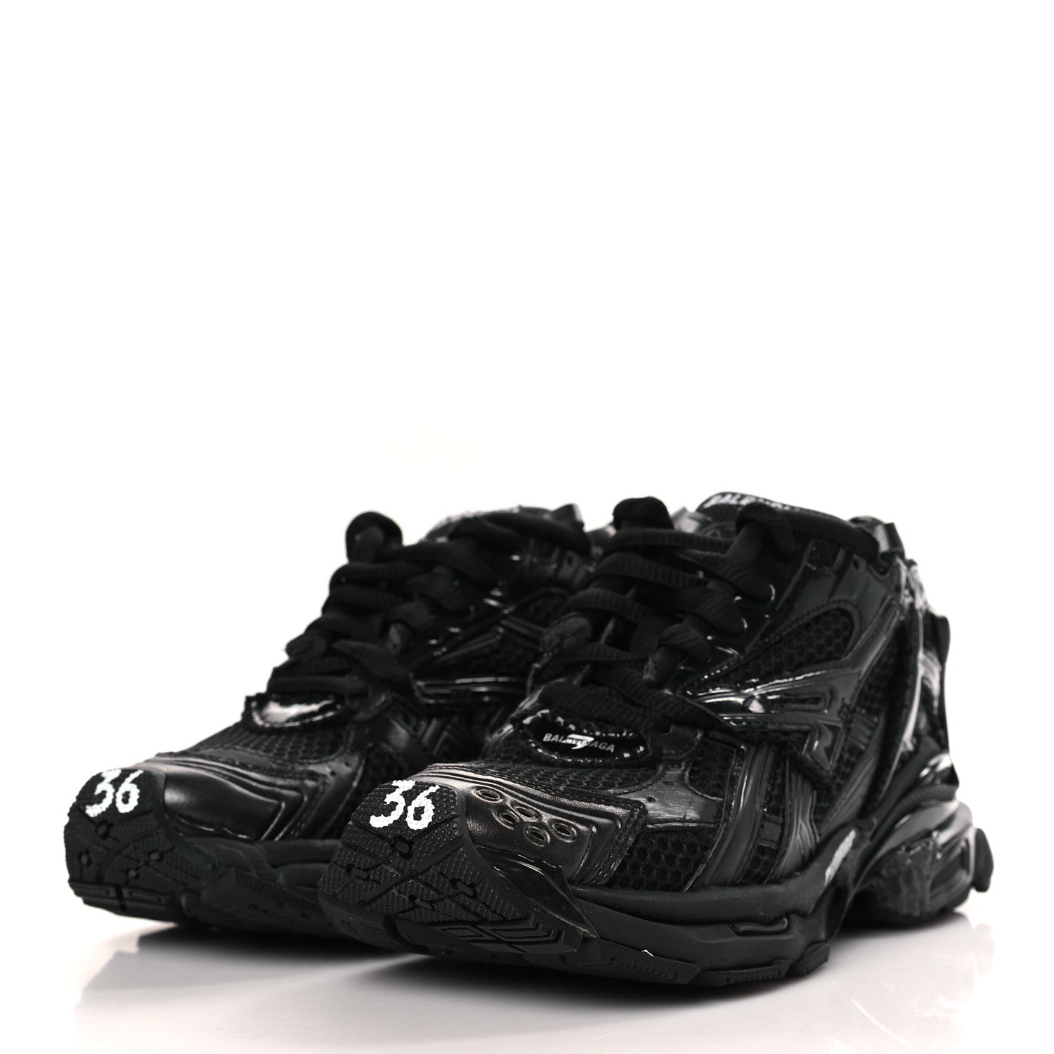 Balenciaga Mesh Rubber Monocolor Womens Runner Sneakers 36 Black 3 of 7