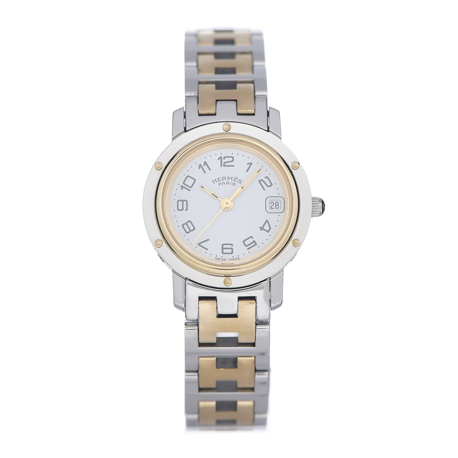 Hermes Stainless Steel 24mm Clipper Quartz Watch Gold 1 of 5