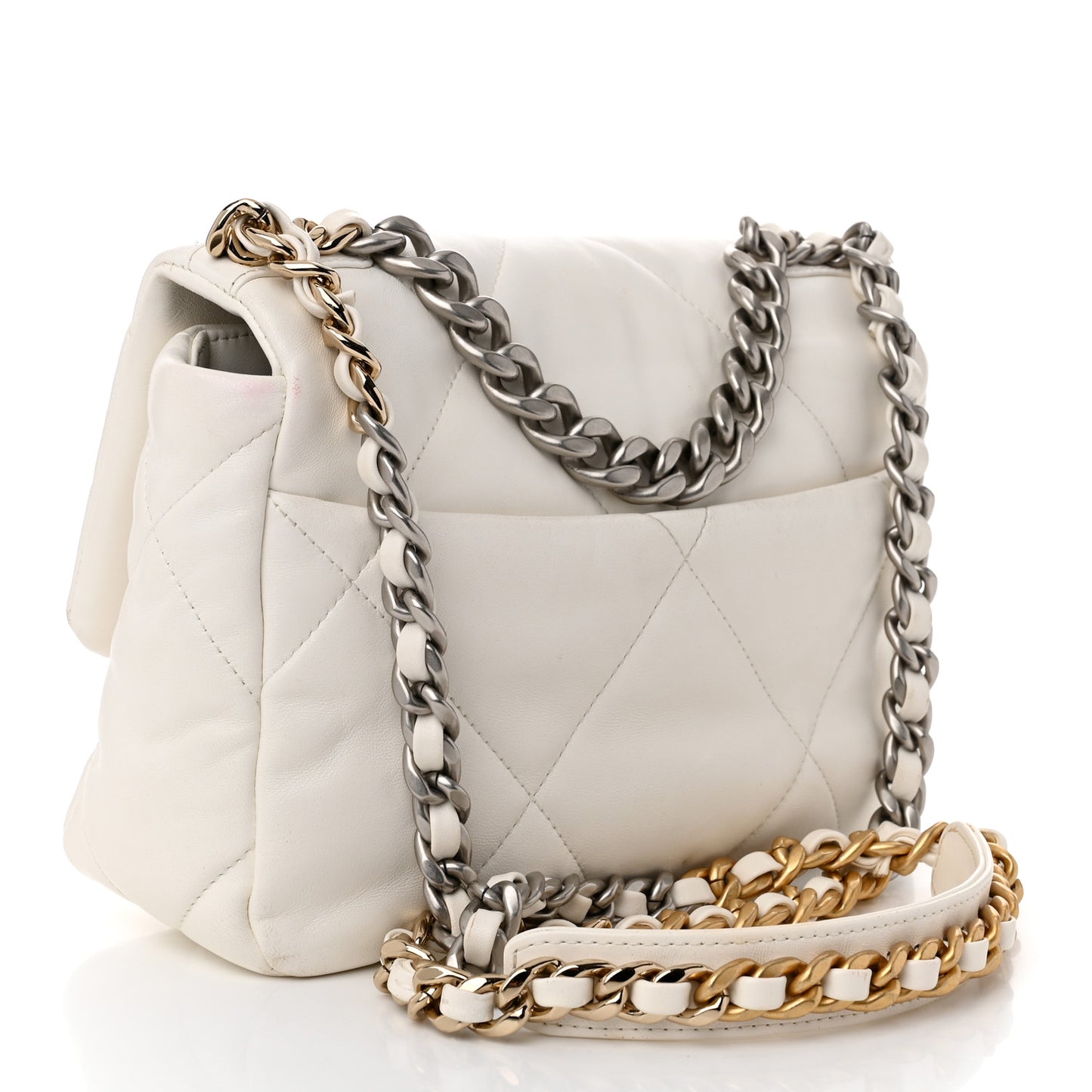 Lambskin Quilted Medium Chanel 19 Flap White