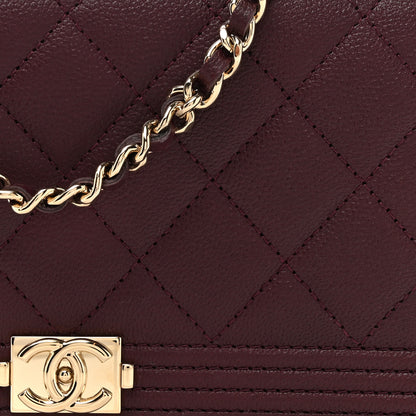 Chanel Caviar Quilted Boy Wallet On Chain WOC Burgundy 8 of 14