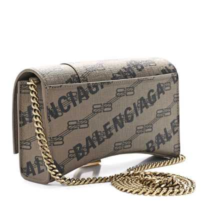 Balenciaga Coated Canvas BB Monogram Allover Logo Hourglass Chain Bag Beige Brown Black 3 of 10