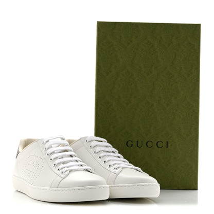Gucci Calfskin Interlocking G Perforated Womens Ace Sneakers 38.5 White Grey Sky 10 of 10