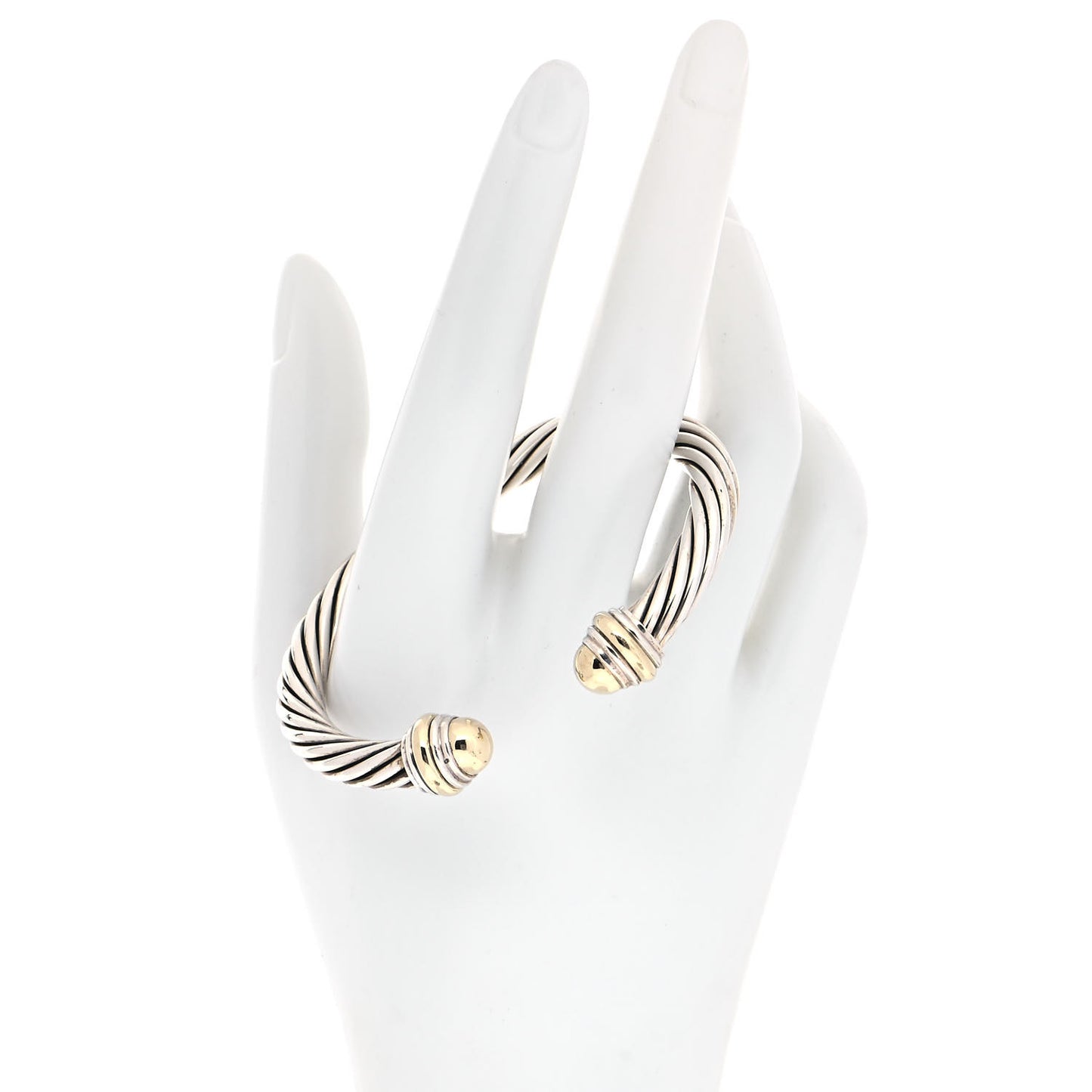 Sterling Silver 14K Yellow Gold 7mm Cable Classics Bracelet