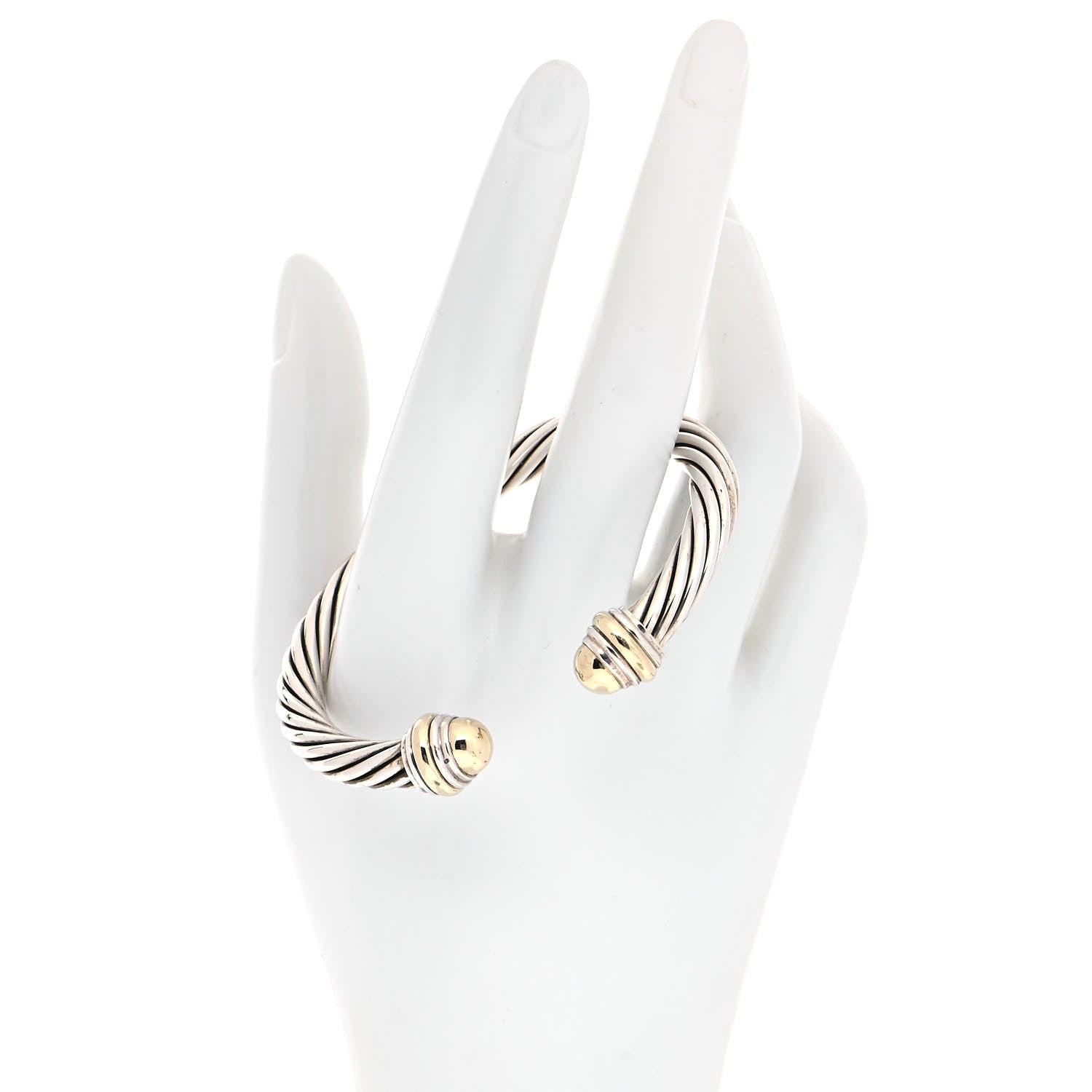 David Yurman Sterling Silver 14K Yellow Gold 7mm Cable Classics Bracelet 2 of 4