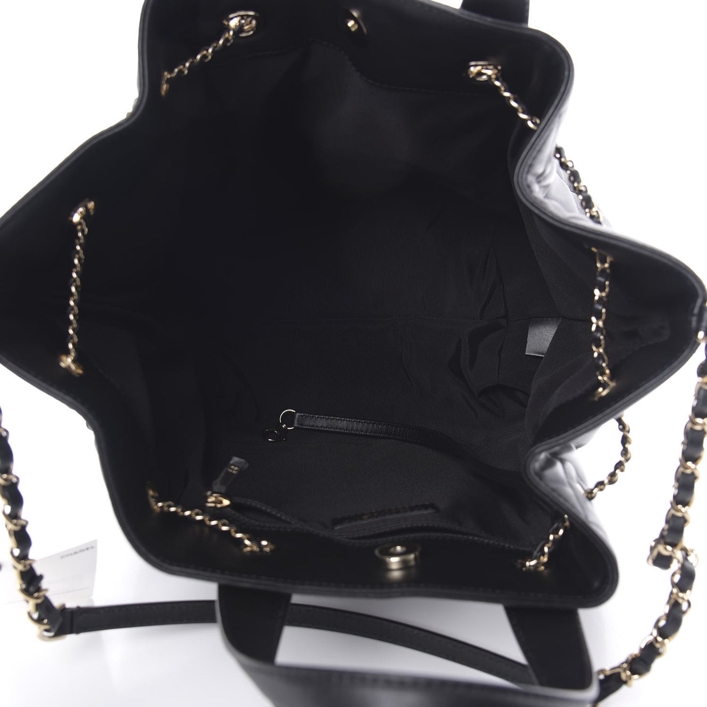 Lambskin Quilted CC Dweller Drawstring Tote Black