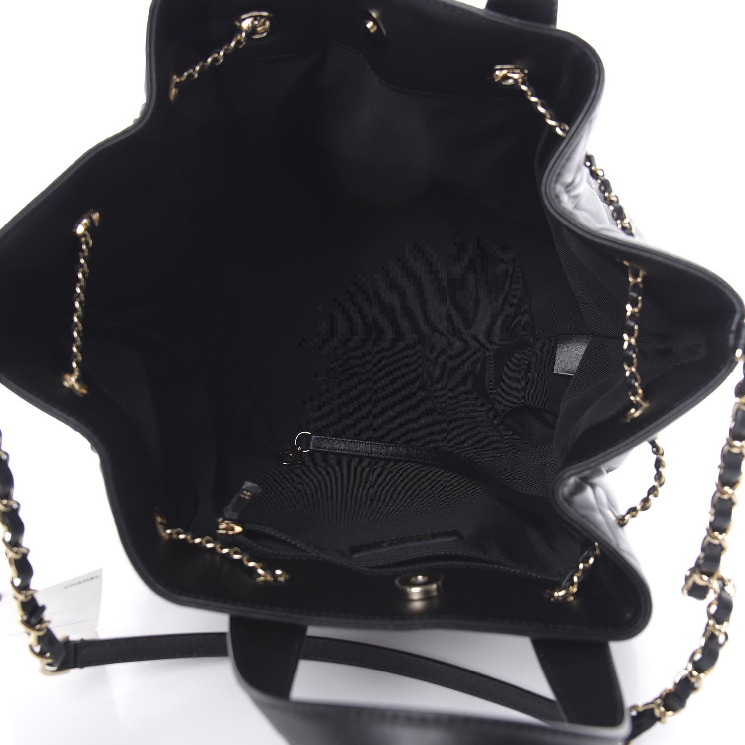 Chanel Lambskin Quilted CC Dweller Drawstring Tote Black 5 of 13