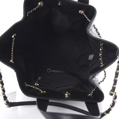 Chanel Lambskin Quilted CC Dweller Drawstring Tote Black 5 of 13