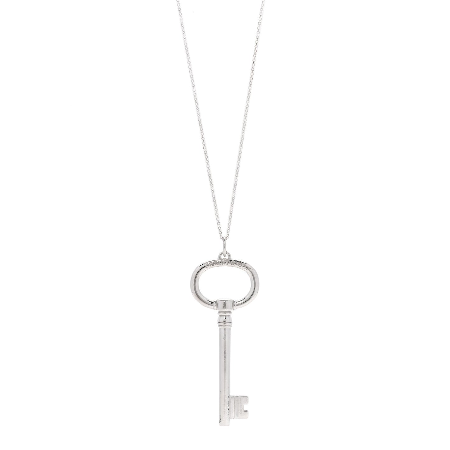 Sterling Silver Oval Key Pendant Necklace
