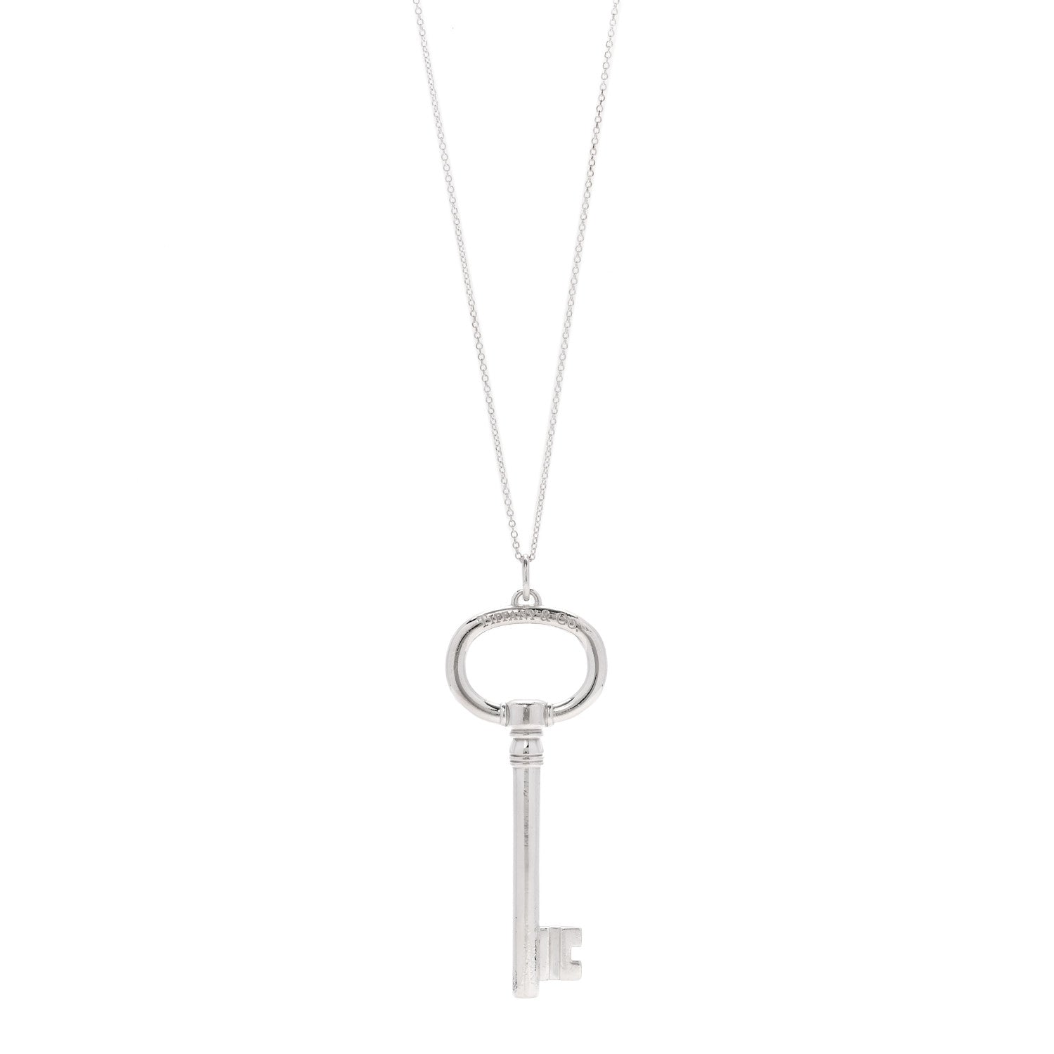 Tiffany Sterling Silver Oval Key Pendant Necklace 1 of 5
