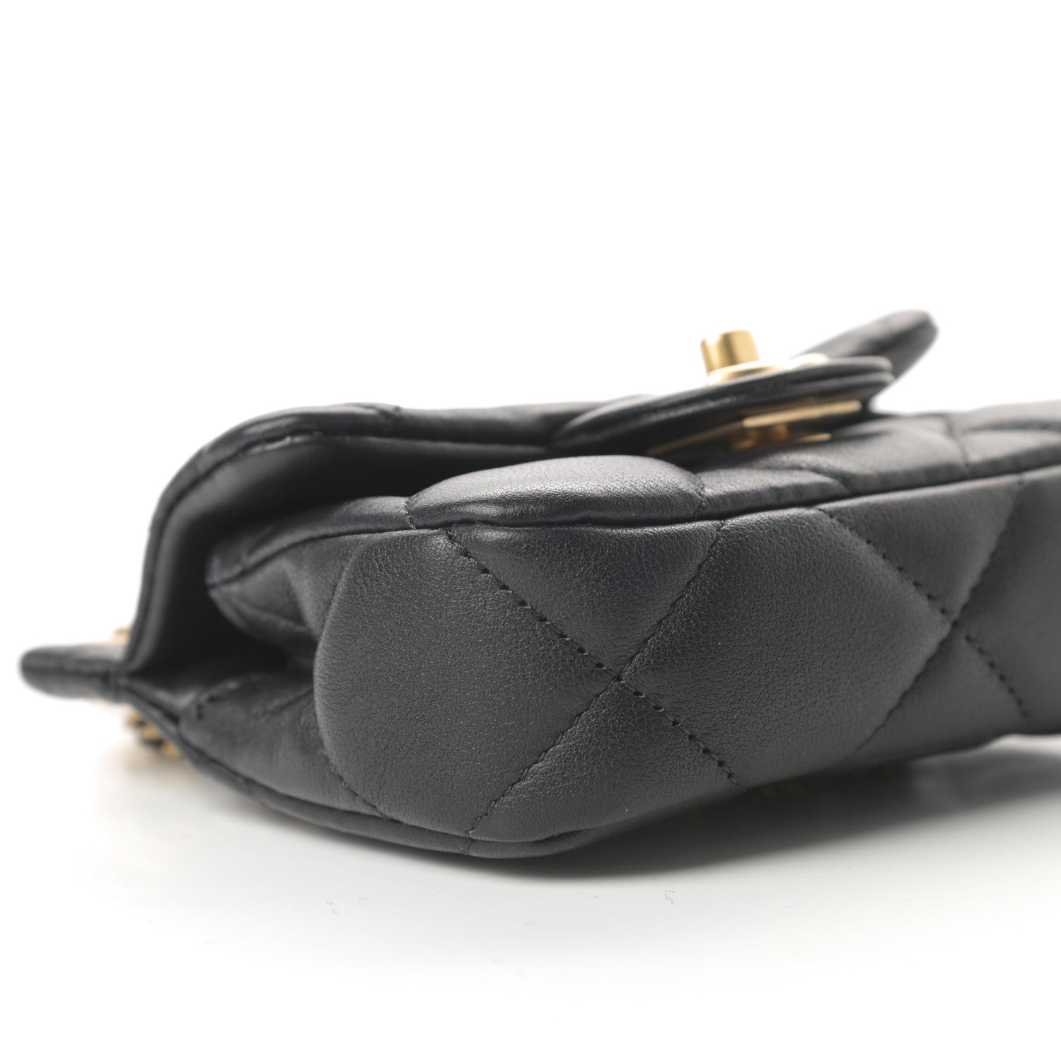 Chanel Calfskin Quilted Lady Handle Flap Card Holder With Chain Black 9 of 12