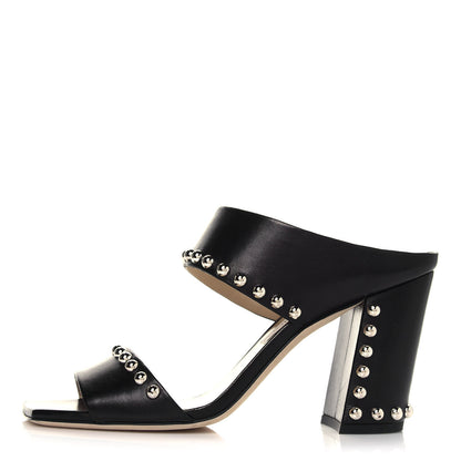 Jimmy Choo Calfskin Matty 85 Studded Mule Sandals 41 Black 1 of 8