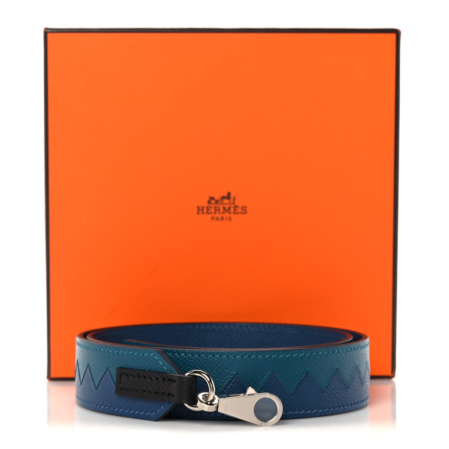 Hermes Epsom 30mm Tressage Au Galop Shoulder Strap Deep Blue Vert Bosphore 6 of 6