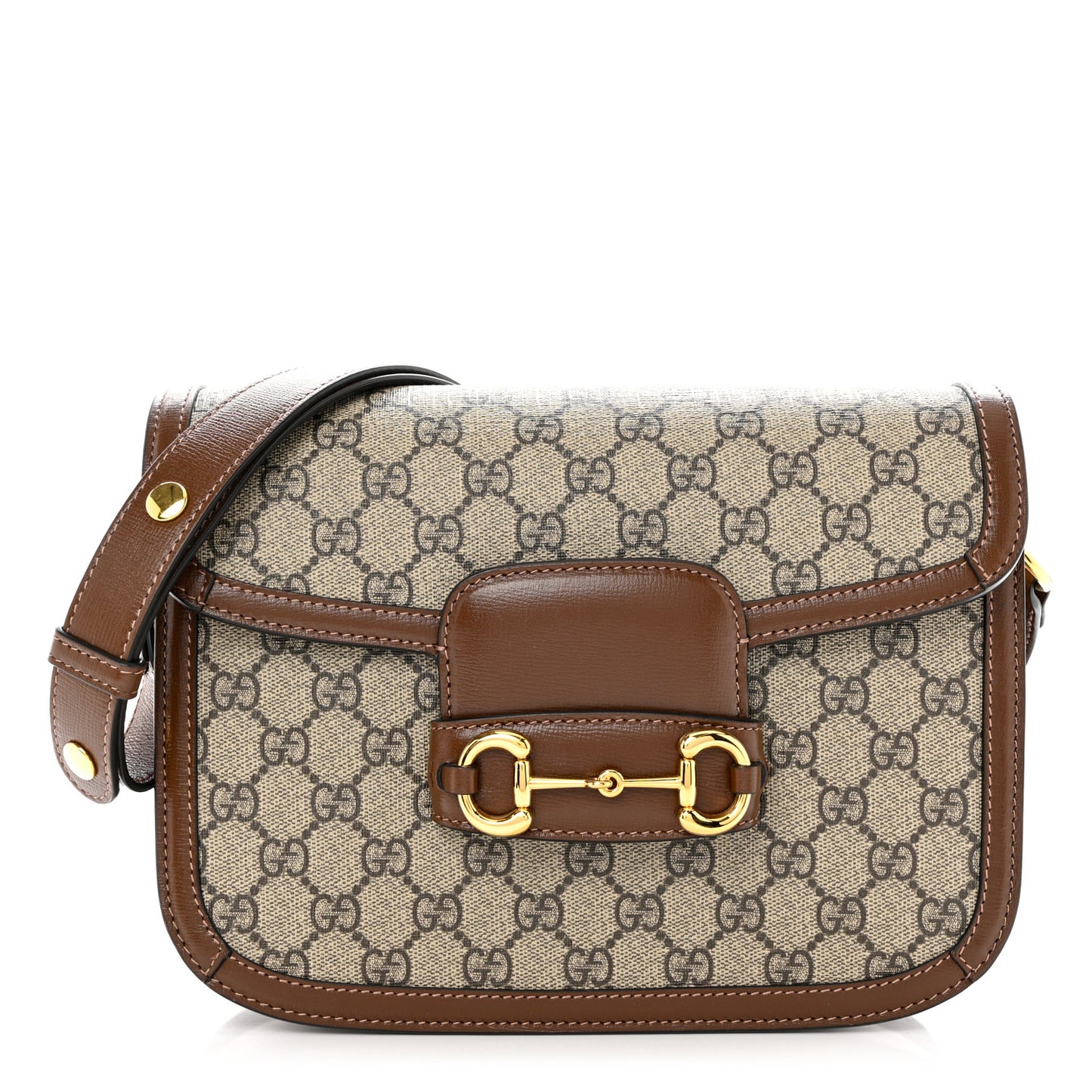 GG Supreme Monogram Horsebit 1955 Shoulder Bag Beige Brown Sugar