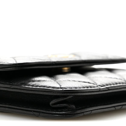 Chanel Lambskin Quilted Pearl Crush Clutch With Chain Black 10 of 12