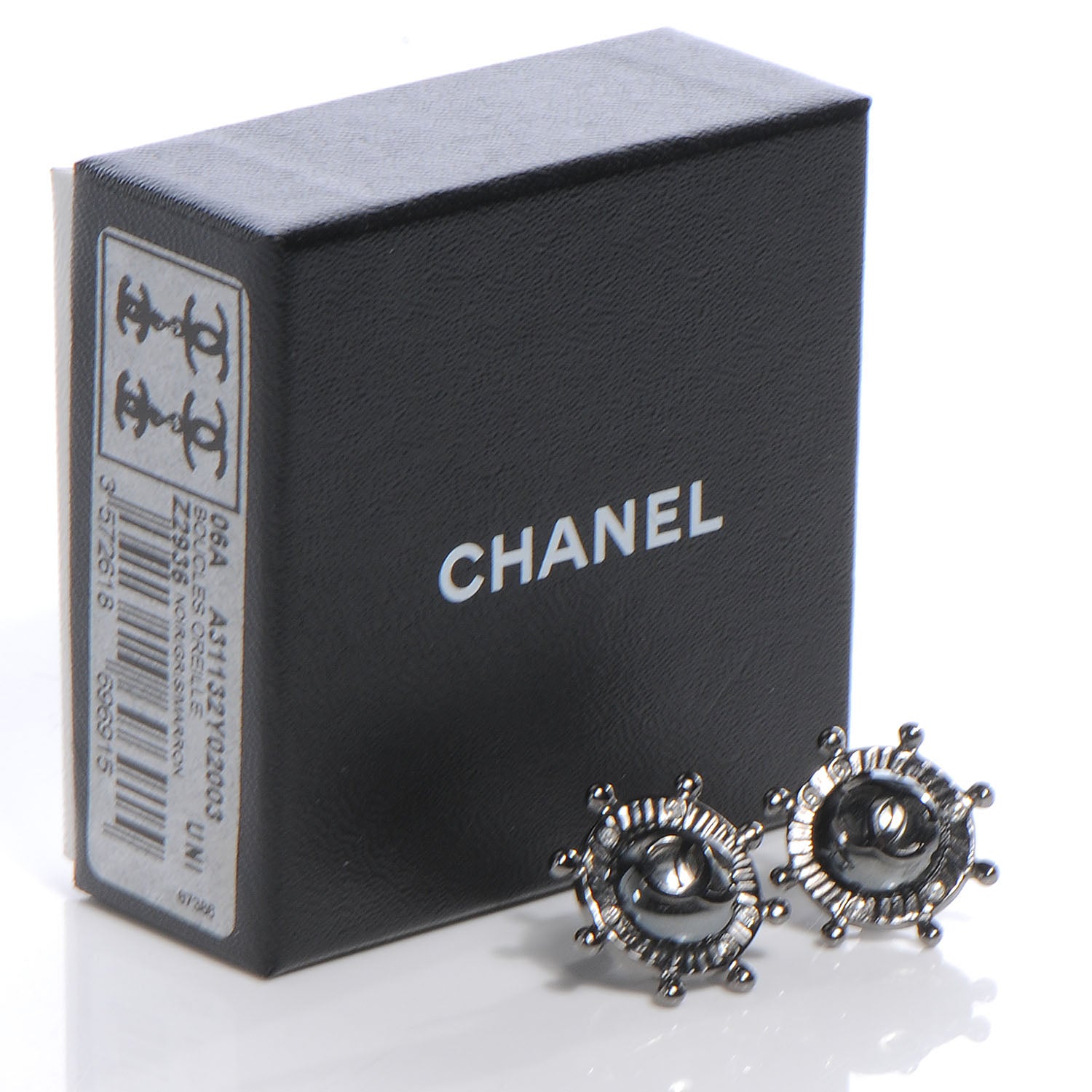 Chanel Crystal CC Nautical Wheel Earrings 3 of 5