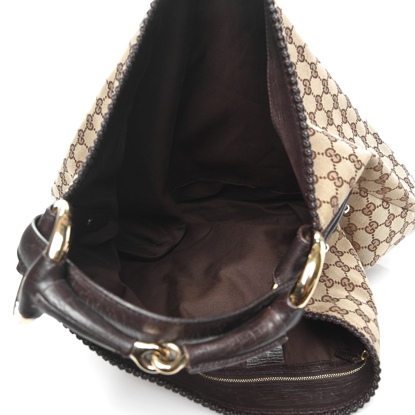 Monogram Large Horsebit Chain Hobo Dark Brown