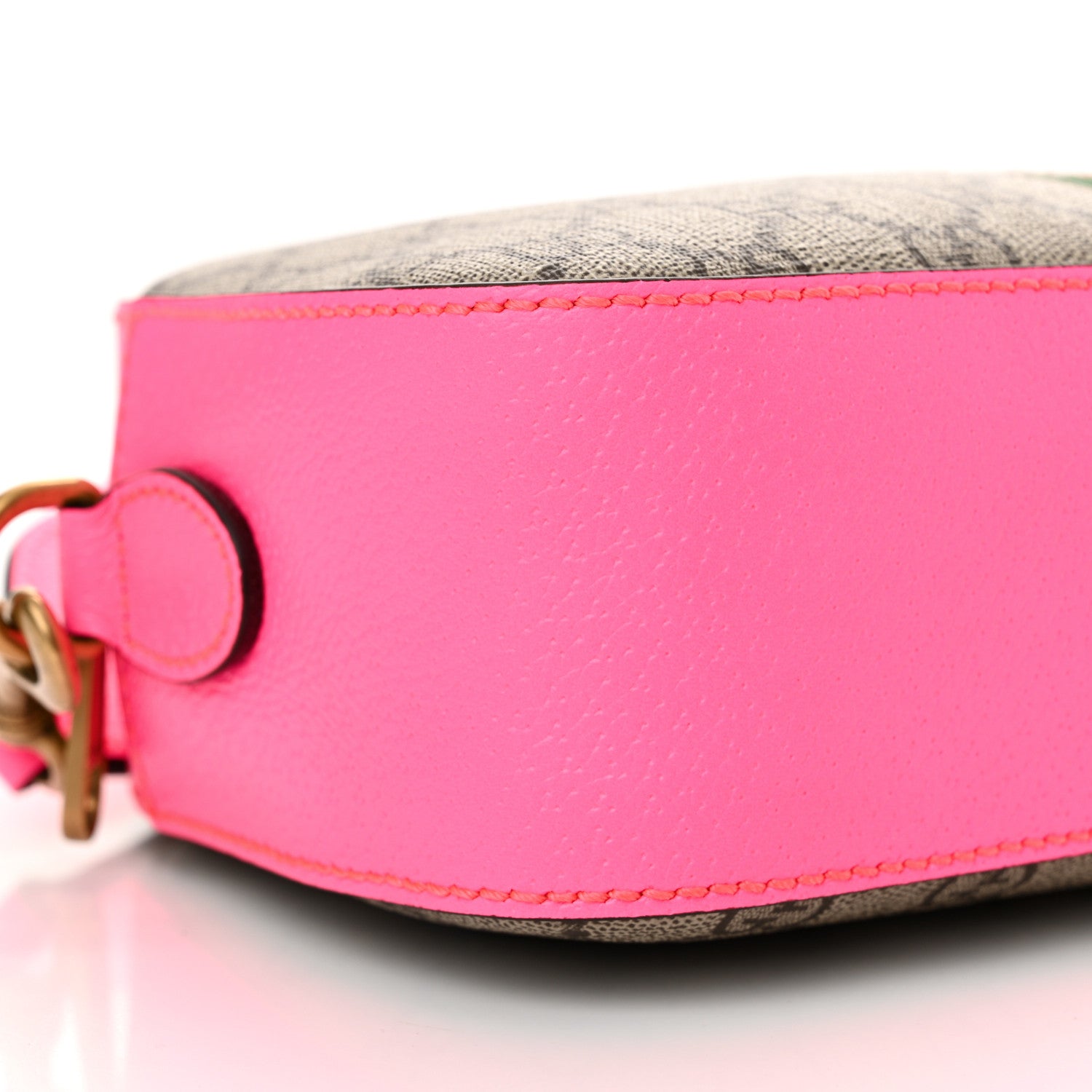 Gucci GG Supreme Monogram Textured Dollar Calfskin Web Ophidia Small Crossbody Bag Beige Ebony Fuchsia 9 of 10