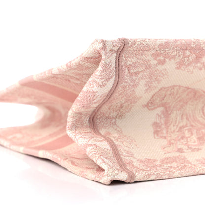 Christian Dior Canvas Embroidered Medium Dioriviera Toile De Jouy Book Tote Rose 8 of 13