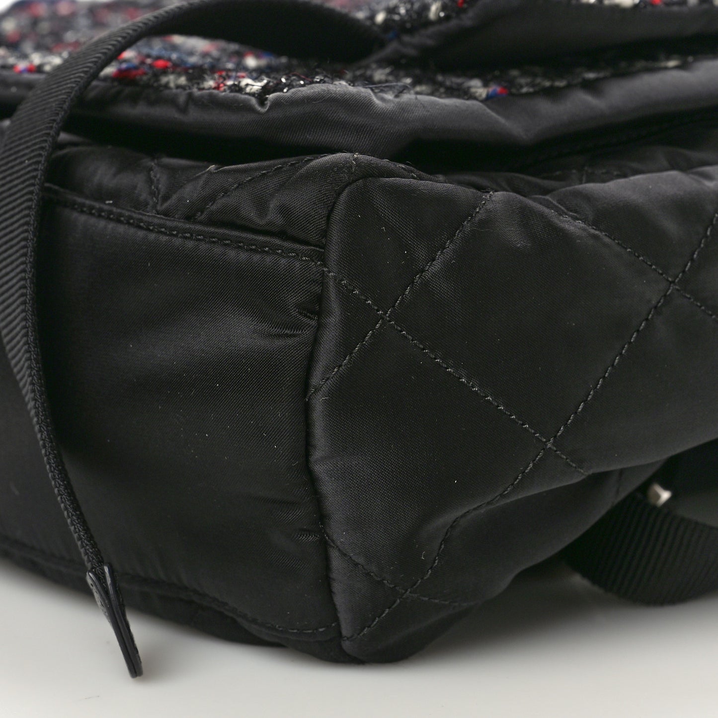 Tweed Nylon Quilted Astronaut Essentials Backpack Black Multicolor