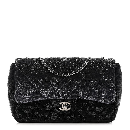 Chanel Sequin Quilted Ombre Medium Flap Black Silver 1 of 12