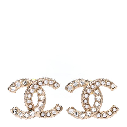 Chanel Crystal Pearl CC Earrings Gold 1 of 4