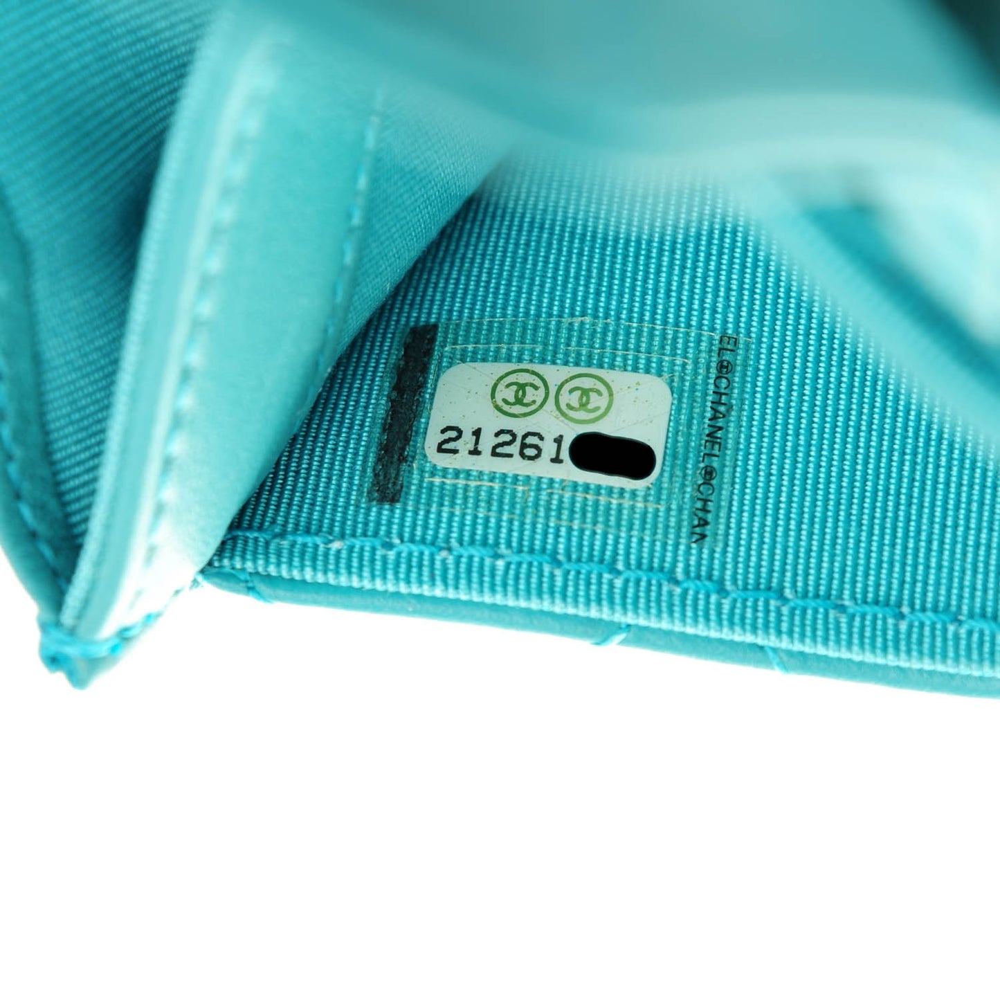 Lambskin Quilted Card Holder Turquoise