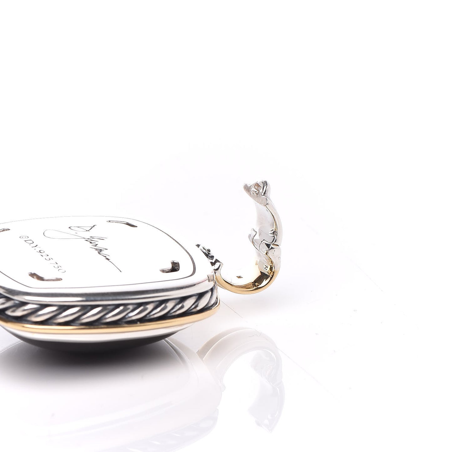 Sterling Silver 18K Yellow Gold Obsidian 27mm Albion Enhancer Pendant