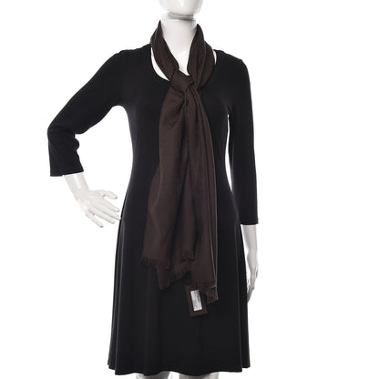 Gucci Wool Silk GG Monogram GGNat Scarf Coffee 2 of 4