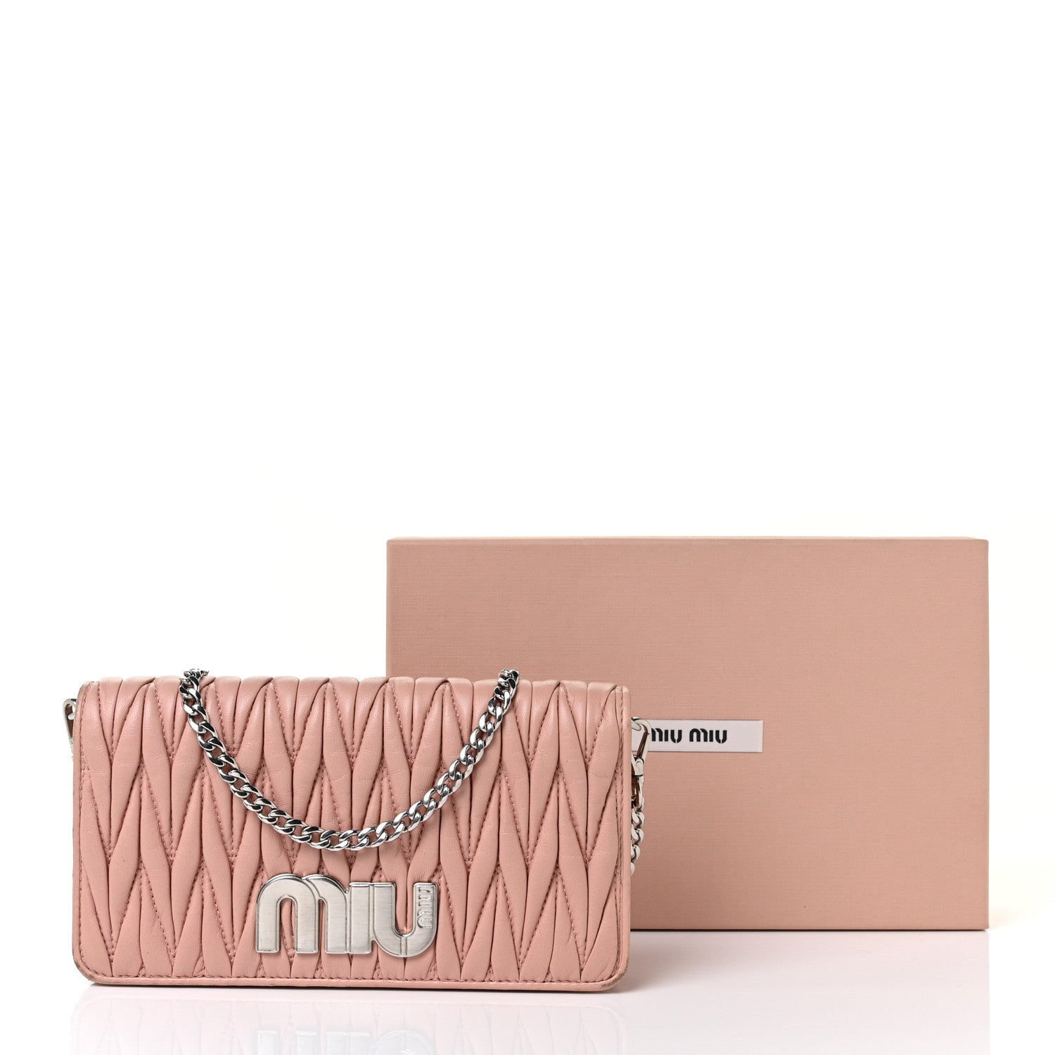 Miu Miu Nappa Matelasse Wallet On Chain Orchidea 10 of 10