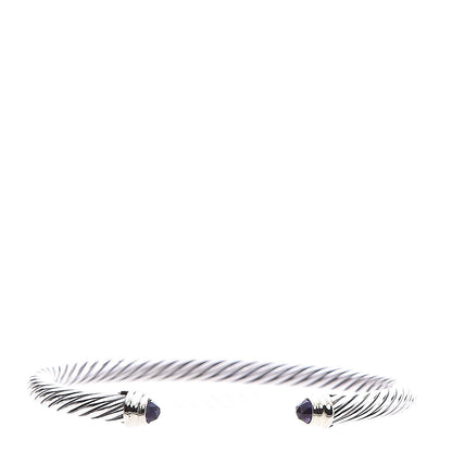 David Yurman Sterling Silver 14K Yellow Gold Amethyst 5mm Cable Classics Petite Color Bracelet 1 of 5