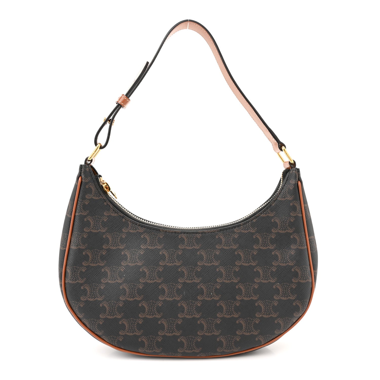 Celine Triomphe Canvas Calfskin Ava Shoulder Bag Tan 1 of 13