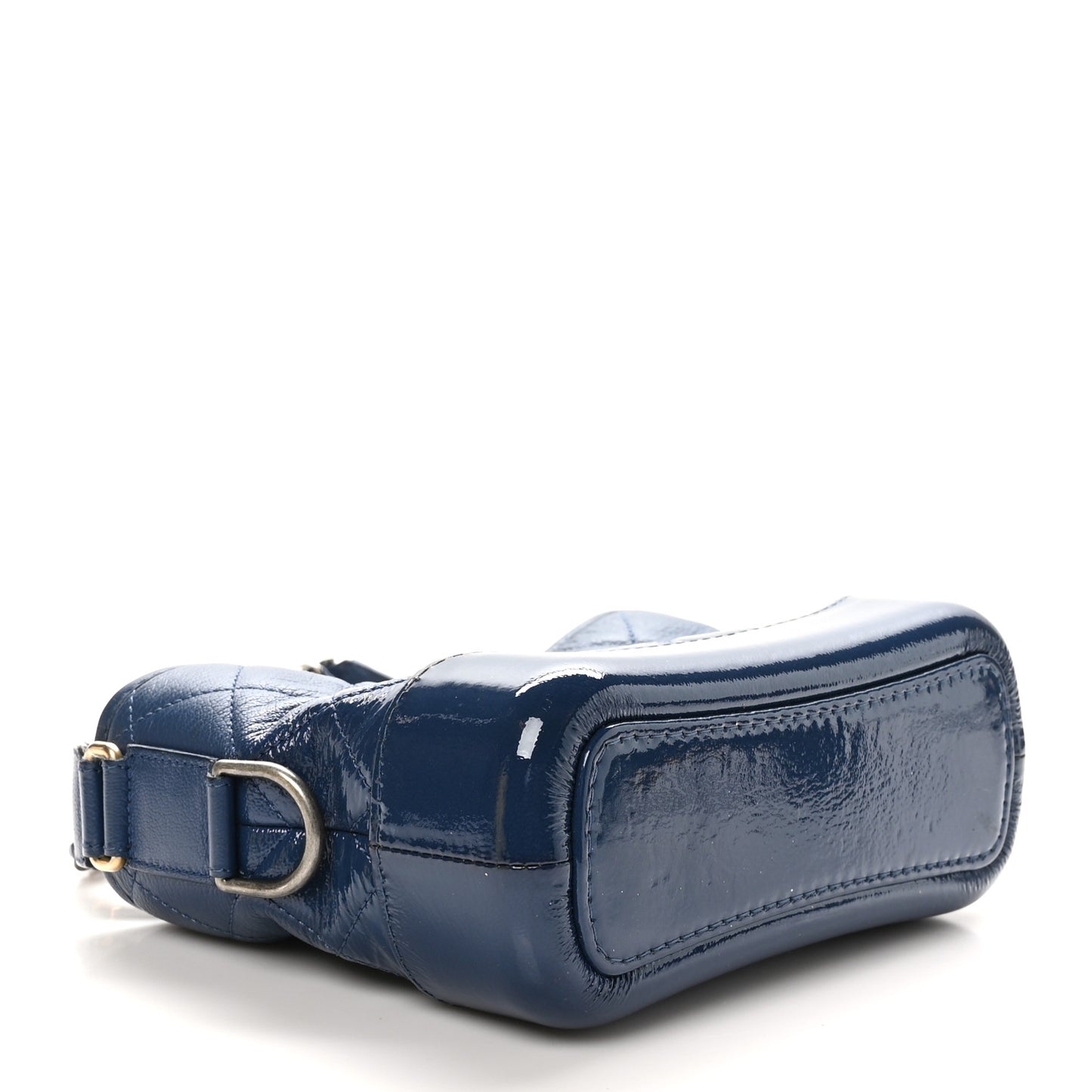 Patent Goatskin Quilted Small Gabrielle Hobo Blue