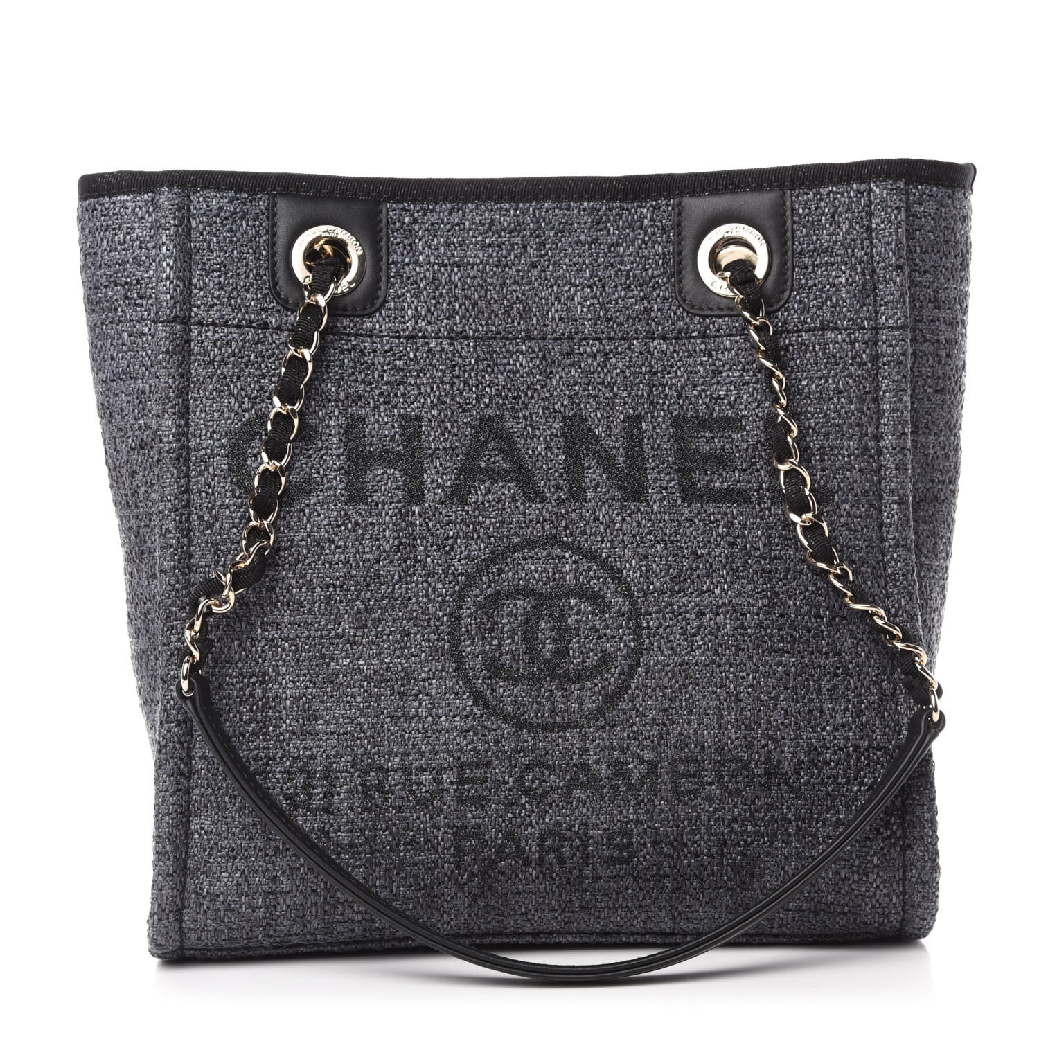 Chanel Lurex Straw Mini Deauville Tote Black 1 of 10