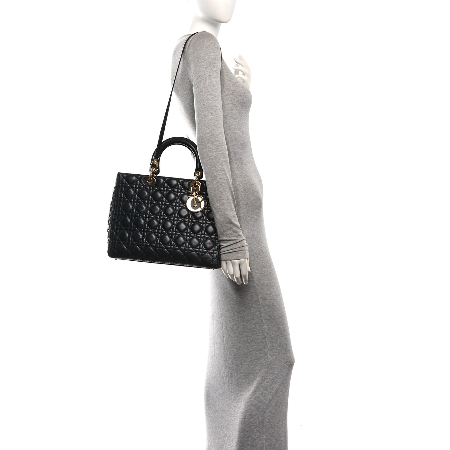 Lambskin Cannage Large Lady Dior Black