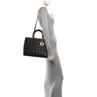 Christian Dior Lambskin Cannage Large Lady Dior Black 2 of 10