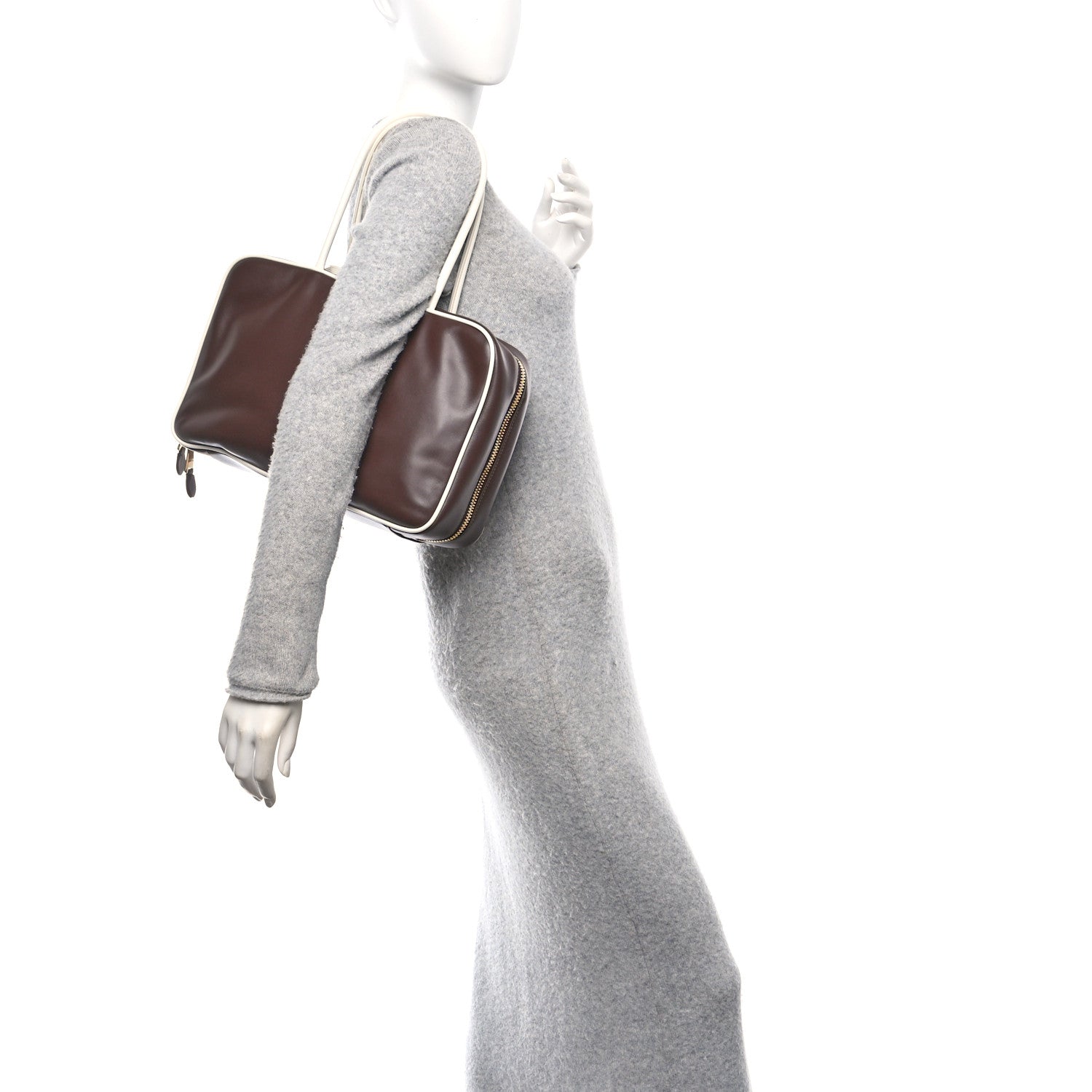 Miu Miu Soft Calf Softy Large Contrast Beau Top Handle Bag Radica White 2 of 9