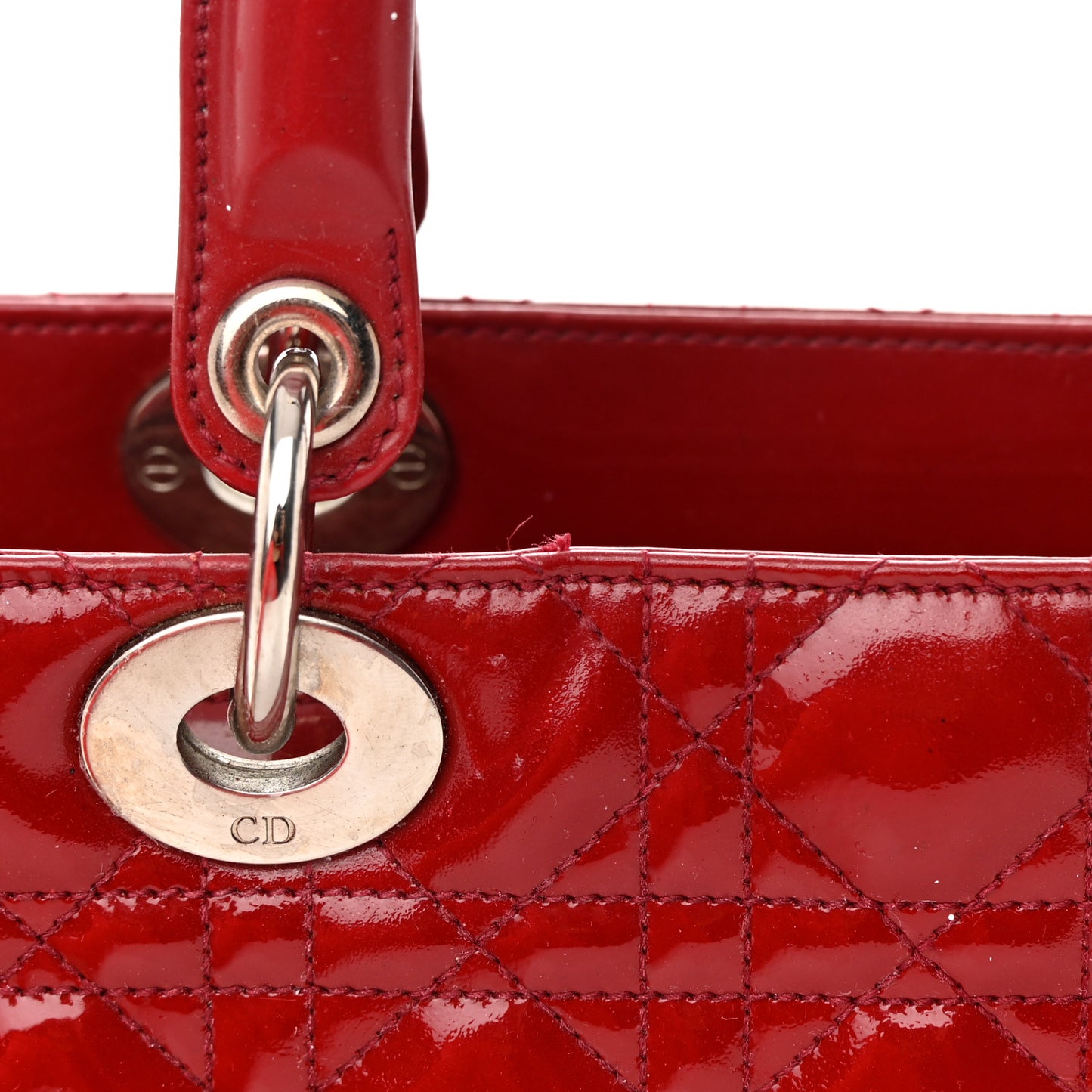 Patent Cannage Large Lady Dior Red