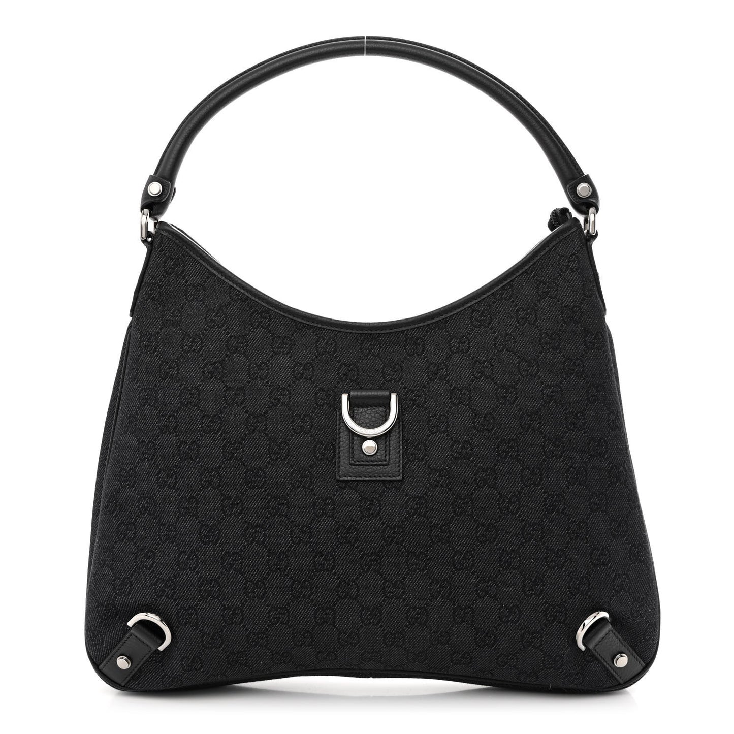 Denim Monogram Abbey D Ring Hobo Black