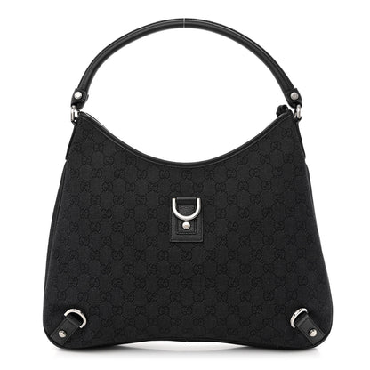 Gucci Denim Monogram Abbey D Ring Hobo Black 1 of 11