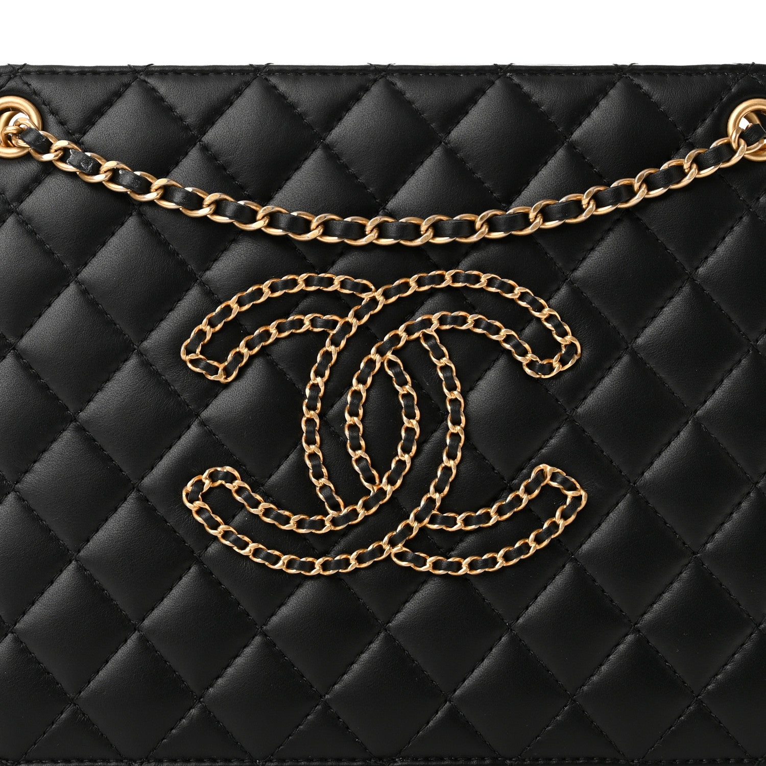 Chanel Calfskin Quilted CC Chain Accordion Tote Black 8 of 10