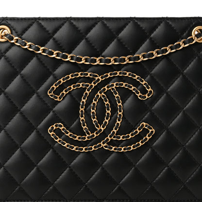 Chanel Calfskin Quilted CC Chain Accordion Tote Black 8 of 10